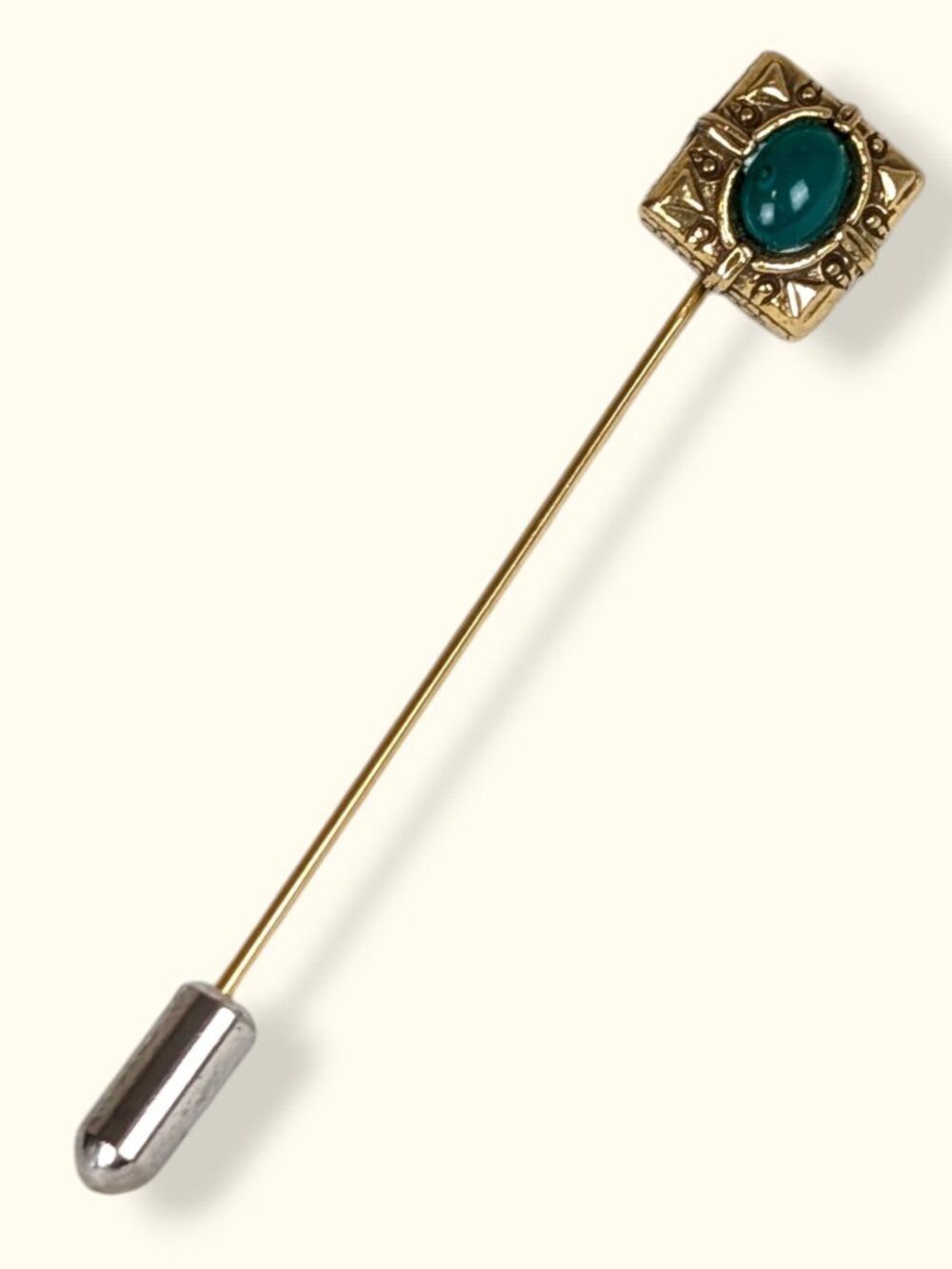 (2/$20) V. Green Oval Cabochon Stick Pin